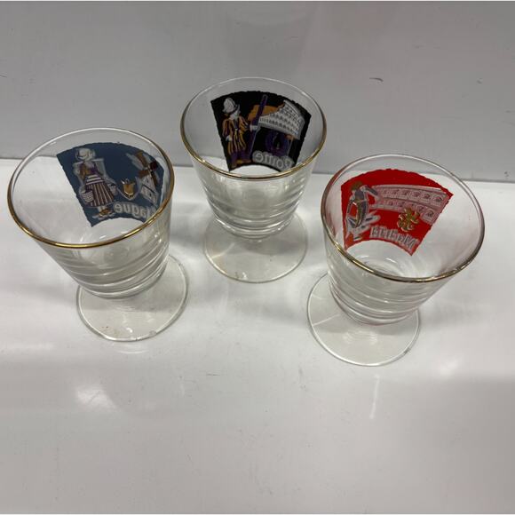 Vintage 1950s Libbey Cities of the World Footed Glasses -- Set of 3 - Picture 7 of 8